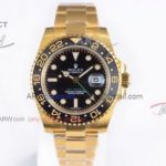 EW Factory Rolex GMT Master Ii Black 40MM Watch - Swiss 2836 Yellow Gold Case&Band Black Face 
